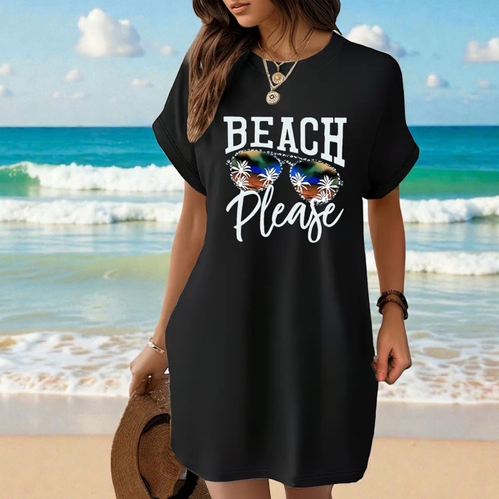 Black Beach Please Women's Swim Cover-Up